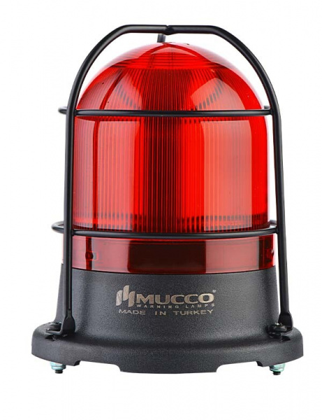 SNT-120-B-KFS-1 Проблесковый маяк красный с решеткой (smd LED+ звук, 88-112дБ, 126мм, 85-260V AC/DC)